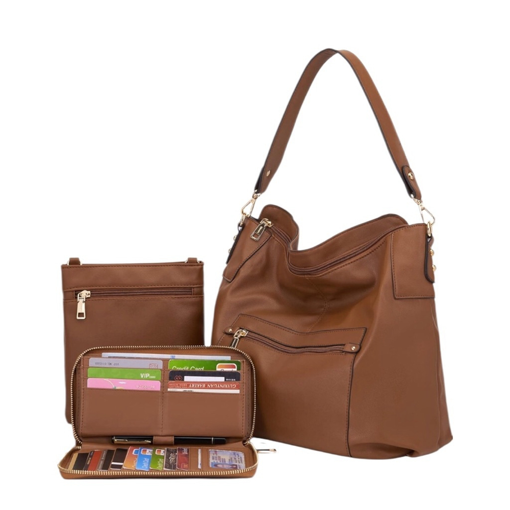 Women's 3-Piece Set Bag One Size Brown